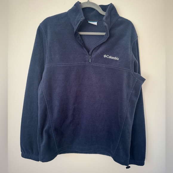 Columbia Men's Fleece Jacket 1/4 Zipper Front Navy Blue Size Medium - Picture 1 of 3